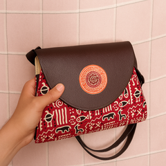 Maroon Tribal Flap Sling Bag – Faux Leather Charm