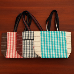 Rust Edge Handloom Tote – Elegant Black & Cream Bag
