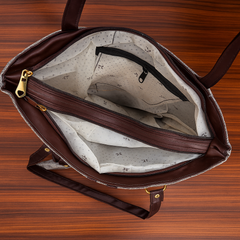 Elegant Beige Textured Handbag with Brown Handles
