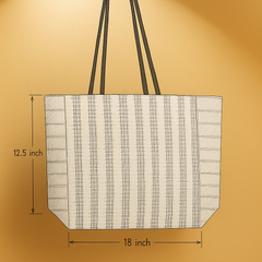 Rust Edge Handloom Tote – Elegant Black & Cream Bag