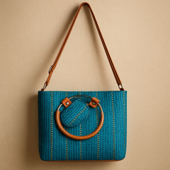 Teal Blue Handcrafted Mini Tote Bag –  Sling Handbag for Women