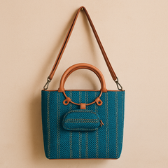 Teal Blue Handcrafted Mini Tote Bag –  Sling Handbag for Women